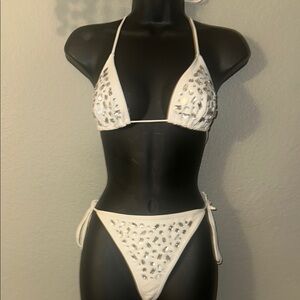 White Embellished Bikini Set
